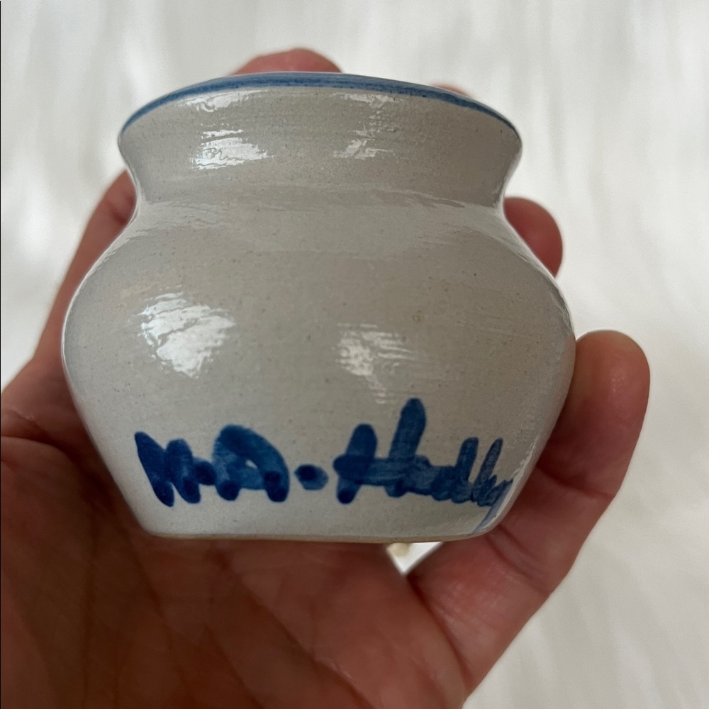 Vintage M.A. Hadley Mini Open Sugar Bowl Country Scene Blue - Picture 7 of 8